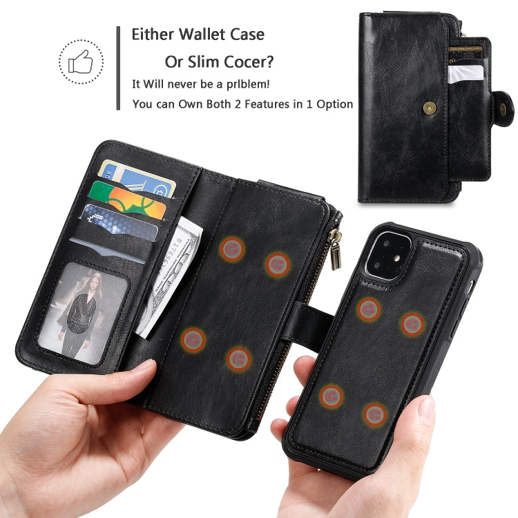 For iPhone 11 Multifunctional Retro Detachable Magnetic Horizontal Flip Leather Case with Card Slots & Holder & Wallet & Photo Frame(Black) - iPhone 11 Cases by buy2fix | Online Shopping UK | buy2fix