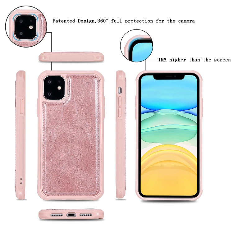 For iPhone 11 Multifunctional Retro Detachable Magnetic Horizontal Flip Leather Case with Card Slots & Holder & Wallet & Photo Frame(Rose Gold) - iPhone 11 Cases by buy2fix | Online Shopping UK | buy2fix