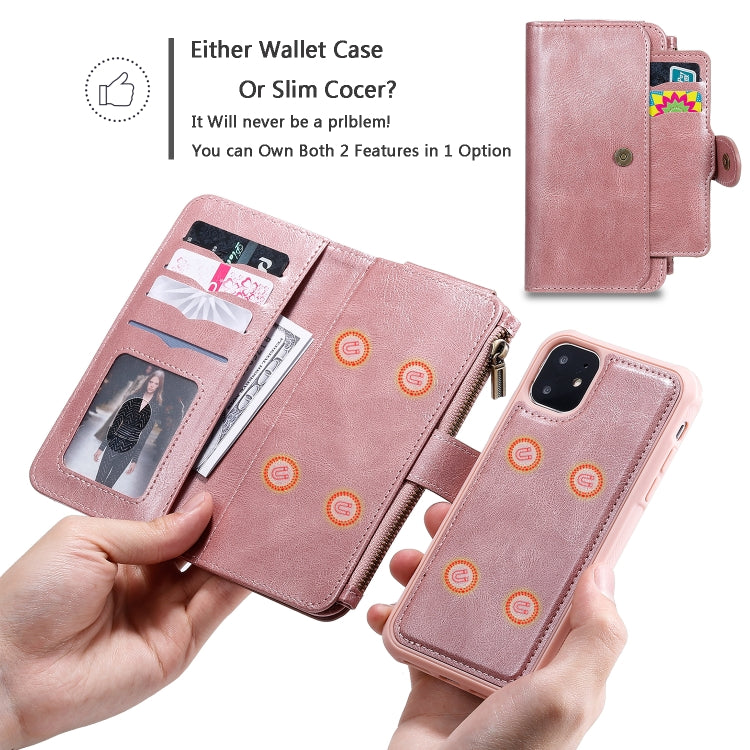 For iPhone 11 Multifunctional Retro Detachable Magnetic Horizontal Flip Leather Case with Card Slots & Holder & Wallet & Photo Frame(Rose Gold) - iPhone 11 Cases by buy2fix | Online Shopping UK | buy2fix