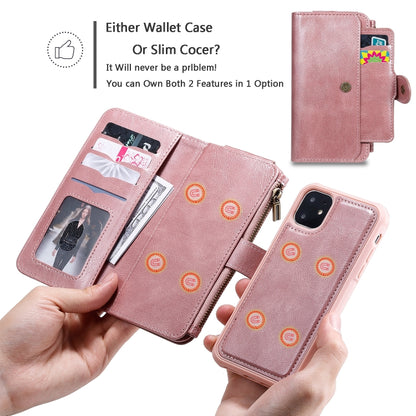 For iPhone 11 Multifunctional Retro Detachable Magnetic Horizontal Flip Leather Case with Card Slots & Holder & Wallet & Photo Frame(Rose Gold) - iPhone 11 Cases by buy2fix | Online Shopping UK | buy2fix