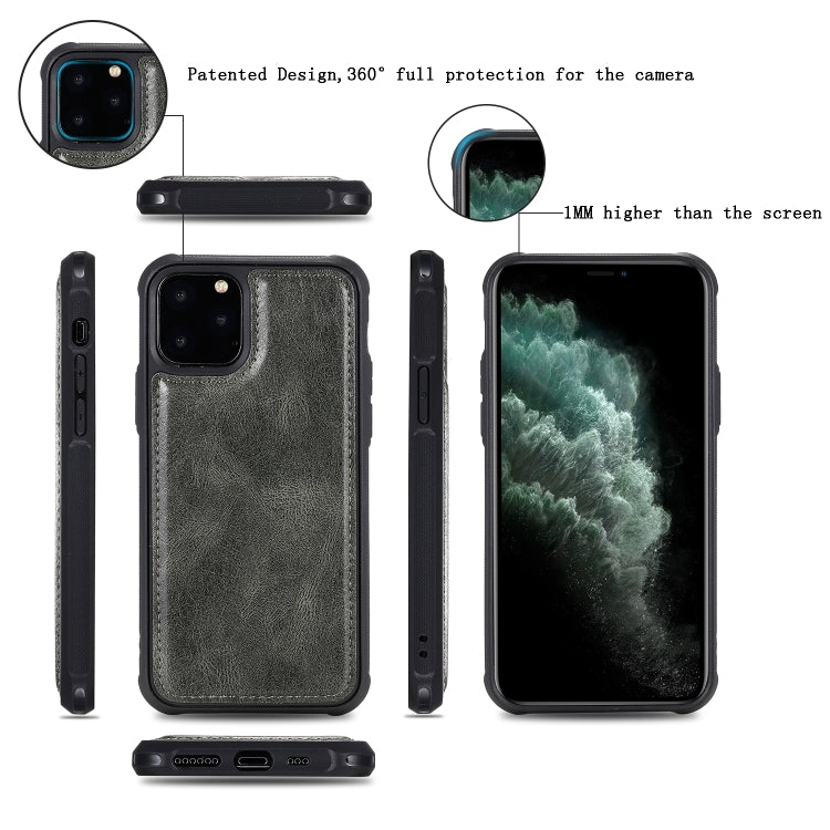 For iPhone 11 Pro Multifunctional Retro Detachable Magnetic Horizontal Flip Leather Case with Card Slots & Holder & Wallet & Photo Frame(Dark Green) - iPhone 11 Pro Max Cases by buy2fix | Online Shopping UK | buy2fix