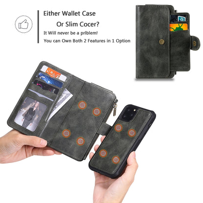 For iPhone 11 Pro Multifunctional Retro Detachable Magnetic Horizontal Flip Leather Case with Card Slots & Holder & Wallet & Photo Frame(Dark Green) - iPhone 11 Pro Max Cases by buy2fix | Online Shopping UK | buy2fix