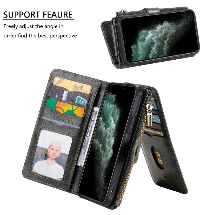 For iPhone 11 Pro Multifunctional Retro Detachable Magnetic Horizontal Flip Leather Case with Card Slots & Holder & Wallet & Photo Frame(Dark Green) - iPhone 11 Pro Max Cases by buy2fix | Online Shopping UK | buy2fix