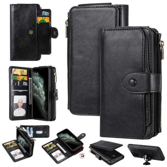 For iPhone 11 Pro Multifunctional Retro Detachable Magnetic Horizontal Flip Leather Case with Card Slots & Holder & Wallet & Photo Frame(Black) - iPhone 11 Pro Max Cases by buy2fix | Online Shopping UK | buy2fix