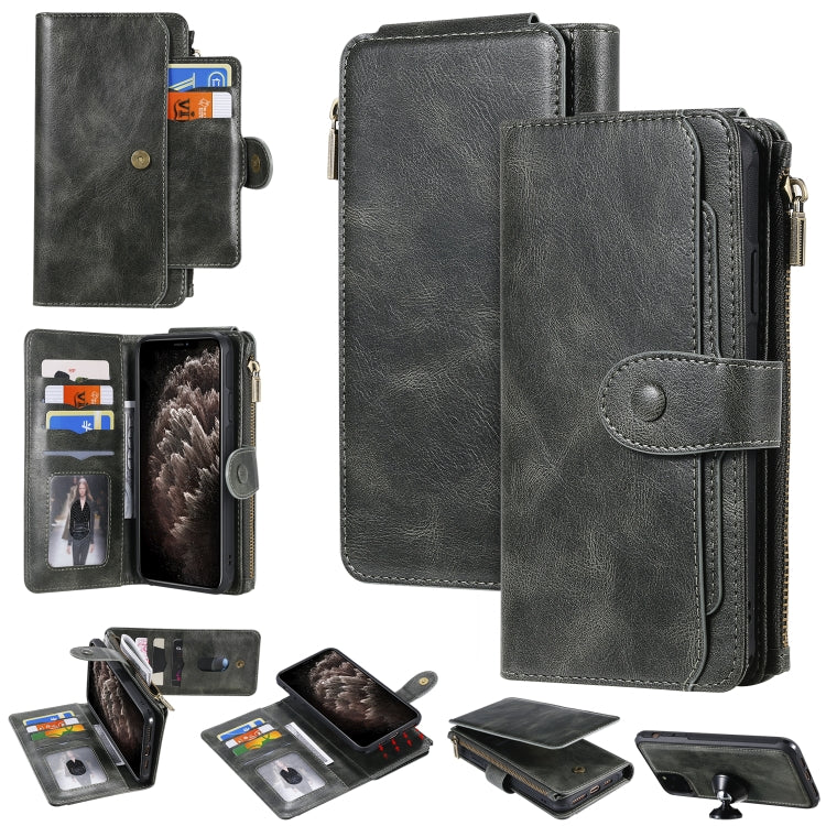 For iPhone 11 Pro Max Multifunctional Retro Detachable Magnetic Horizontal Flip Leather Case with Card Slots & Holder & Wallet & Photo Frame(Dark Green) - iPhone 11 Pro Max Cases by buy2fix | Online Shopping UK | buy2fix