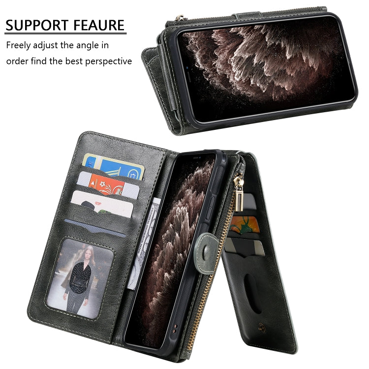 For iPhone 11 Pro Max Multifunctional Retro Detachable Magnetic Horizontal Flip Leather Case with Card Slots & Holder & Wallet & Photo Frame(Dark Green) - iPhone 11 Pro Max Cases by buy2fix | Online Shopping UK | buy2fix