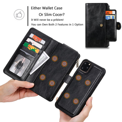 For iPhone 11 Pro Max Multifunctional Retro Detachable Magnetic Horizontal Flip Leather Case with Card Slots & Holder & Wallet & Photo Frame(Black) - iPhone 11 Pro Max Cases by buy2fix | Online Shopping UK | buy2fix