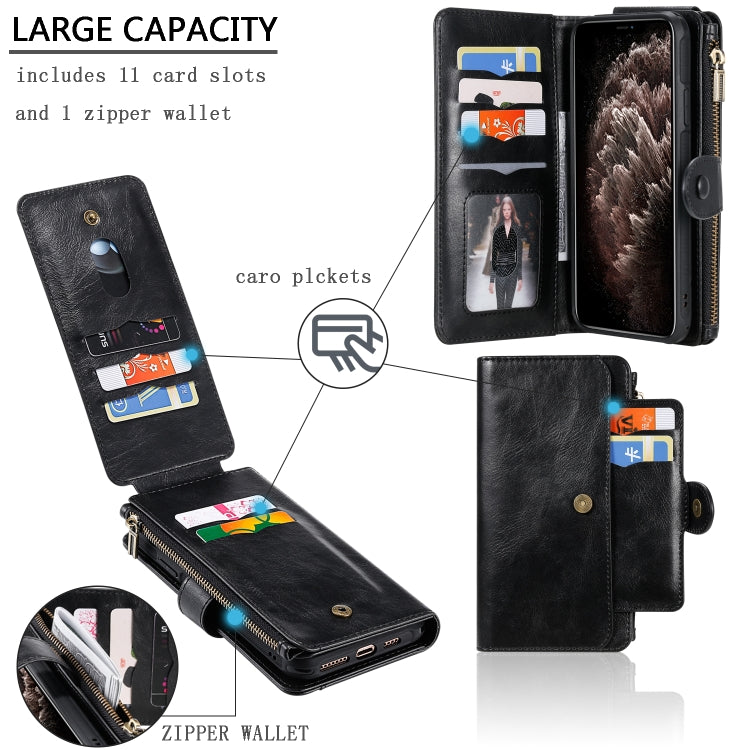 For iPhone 11 Pro Max Multifunctional Retro Detachable Magnetic Horizontal Flip Leather Case with Card Slots & Holder & Wallet & Photo Frame(Black) - iPhone 11 Pro Max Cases by buy2fix | Online Shopping UK | buy2fix