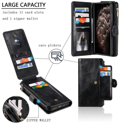 For iPhone 11 Pro Max Multifunctional Retro Detachable Magnetic Horizontal Flip Leather Case with Card Slots & Holder & Wallet & Photo Frame(Black) - iPhone 11 Pro Max Cases by buy2fix | Online Shopping UK | buy2fix