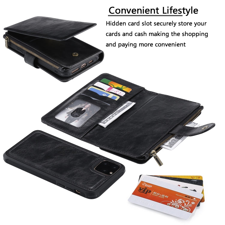 For iPhone 11 Pro Max Multifunctional Retro Detachable Magnetic Horizontal Flip Leather Case with Card Slots & Holder & Wallet & Photo Frame(Black) - iPhone 11 Pro Max Cases by buy2fix | Online Shopping UK | buy2fix
