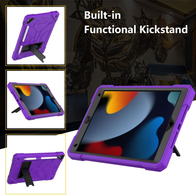 For iPad 10.2 2019/2020/2021 Bumblebee Silicone+PC Shockproof Tablet Case with Holder(Purple) - iPad 10.2 Cases by buy2fix | Online Shopping UK | buy2fix