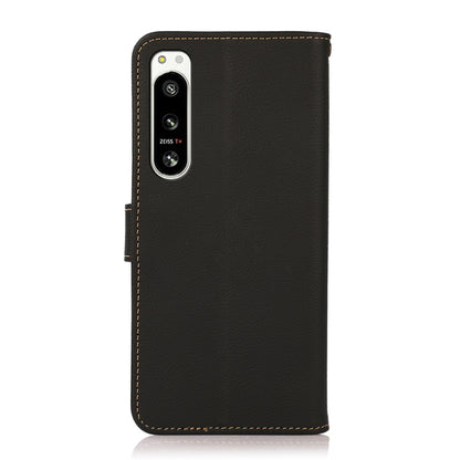 For Sony Xperia 5 IV KHAZNEH Custer Genuine Leather RFID Phone Case(Black) - Sony Cases by buy2fix | Online Shopping UK | buy2fix