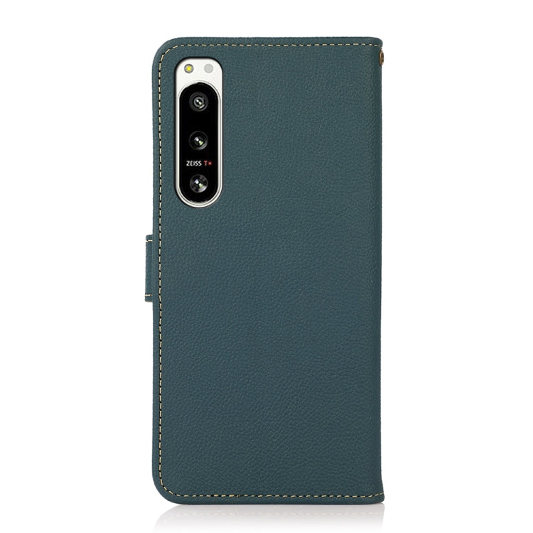 For Sony Xperia 5 IV KHAZNEH Custer Genuine Leather RFID Phone Case(Green) - Sony Cases by buy2fix | Online Shopping UK | buy2fix