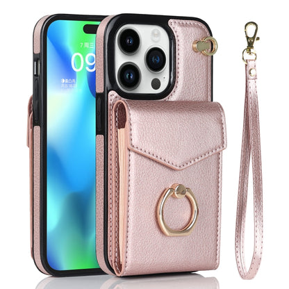 For iPhone 14 Pro Max Anti-theft RFID Card Slot Phone Case(Rose Gold) - iPhone 14 Pro Max Cases by buy2fix | Online Shopping UK | buy2fix