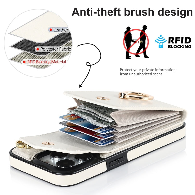 For iPhone 14 Pro Anti-theft RFID Card Slot Phone Case(Beige) - iPhone 14 Pro Cases by buy2fix | Online Shopping UK | buy2fix