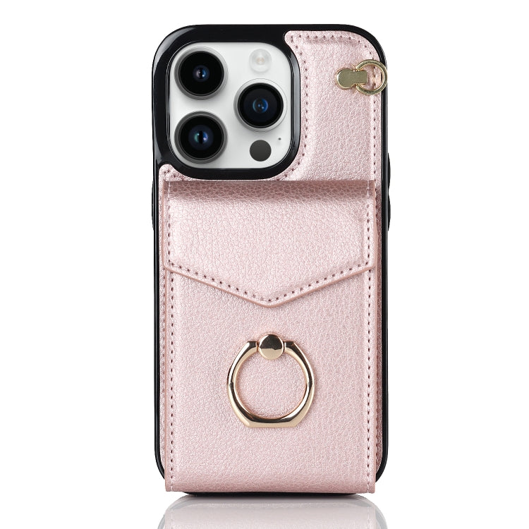 For iPhone 14 Pro Anti-theft RFID Card Slot Phone Case(Rose Gold) - iPhone 14 Pro Cases by buy2fix | Online Shopping UK | buy2fix