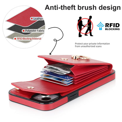For iPhone 14 Plus Anti-theft RFID Card Slot Phone Case(Red) - iPhone 14 Plus Cases by buy2fix | Online Shopping UK | buy2fix