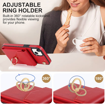 For iPhone 14 Plus Anti-theft RFID Card Slot Phone Case(Red) - iPhone 14 Plus Cases by buy2fix | Online Shopping UK | buy2fix