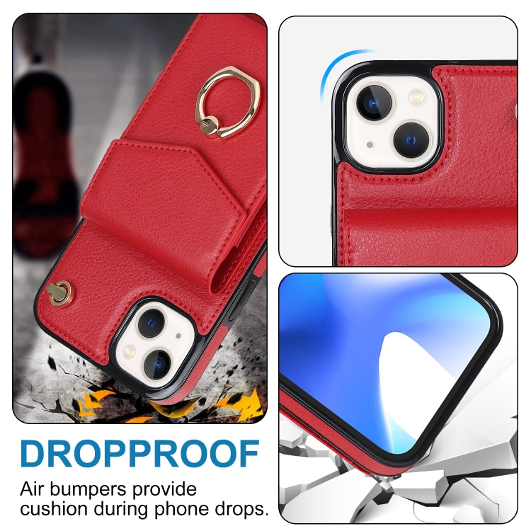 For iPhone 14 Plus Anti-theft RFID Card Slot Phone Case(Red) - iPhone 14 Plus Cases by buy2fix | Online Shopping UK | buy2fix
