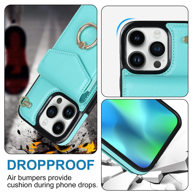 For iPhone 13 Pro Max Anti-theft RFID Card Slot Phone Case(Mint Green) - iPhone 13 Pro Max Cases by buy2fix | Online Shopping UK | buy2fix