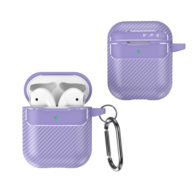 For AirPods 1 / 2 Carbon Fiber Texture Anti-fall Earphone Protective Case(Purple) - For AirPods 1/2 by buy2fix | Online Shopping UK | buy2fix