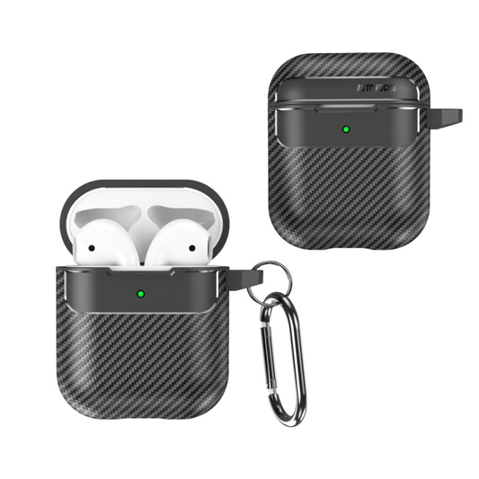 For AirPods 1 / 2 Carbon Fiber Texture Anti-fall Earphone Protective Case(Black) - For AirPods 1/2 by buy2fix | Online Shopping UK | buy2fix