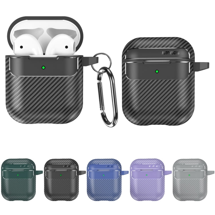 For AirPods 1 / 2 Carbon Fiber Texture Anti-fall Earphone Protective Case(Green) - For AirPods 1/2 by buy2fix | Online Shopping UK | buy2fix