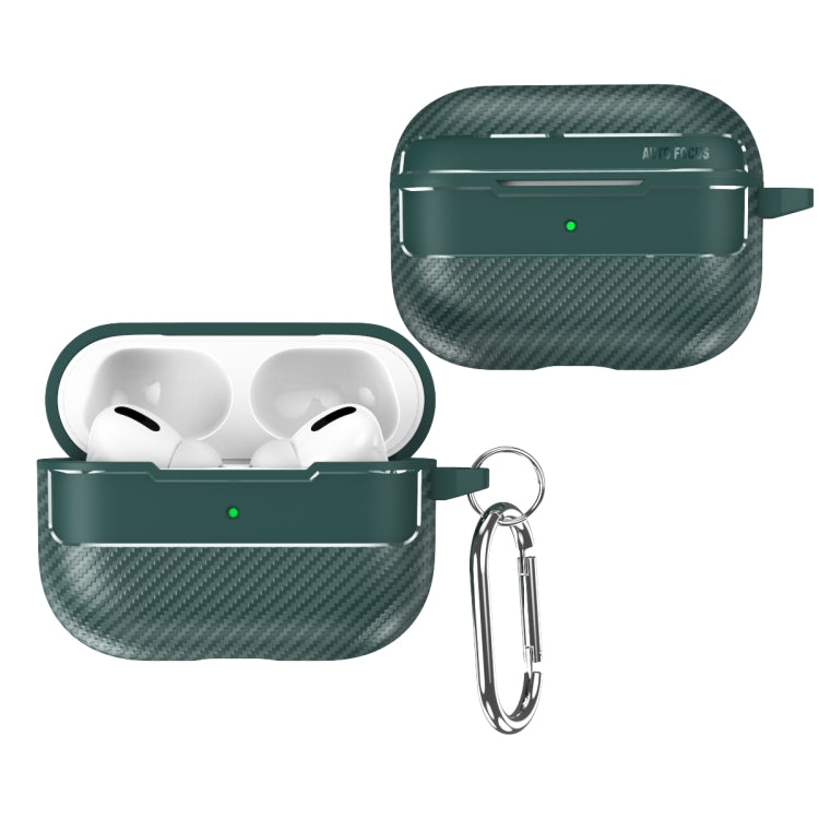 For AirPods Pro Carbon Fiber Texture Anti-fall Earphone Protective Case(Green) - For AirPods Pro by buy2fix | Online Shopping UK | buy2fix