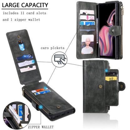 For Galaxy Note 9 Multifunctional Retro Detachable Magnetic Horizontal Flip Leather Case with Card Slots & Holder & Wallet & Photo Frame(Dark Green) - Galaxy Phone Cases by buy2fix | Online Shopping UK | buy2fix