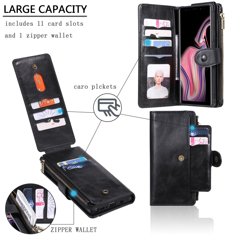 For Galaxy Note 9 Multifunctional Retro Detachable Magnetic Horizontal Flip Leather Case with Card Slots & Holder & Wallet & Photo Frame(Black) - Galaxy Phone Cases by buy2fix | Online Shopping UK | buy2fix