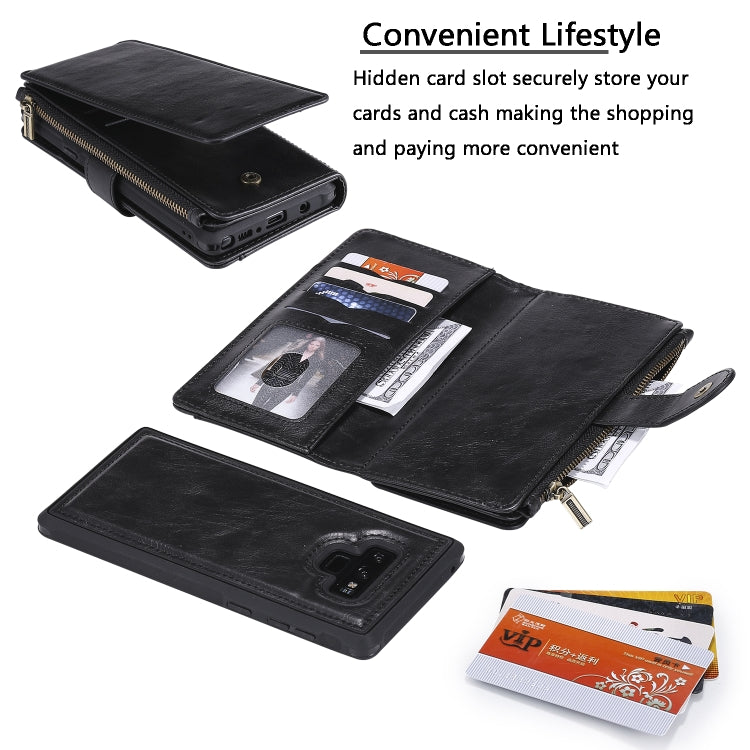 For Galaxy Note 9 Multifunctional Retro Detachable Magnetic Horizontal Flip Leather Case with Card Slots & Holder & Wallet & Photo Frame(Black) - Galaxy Phone Cases by buy2fix | Online Shopping UK | buy2fix