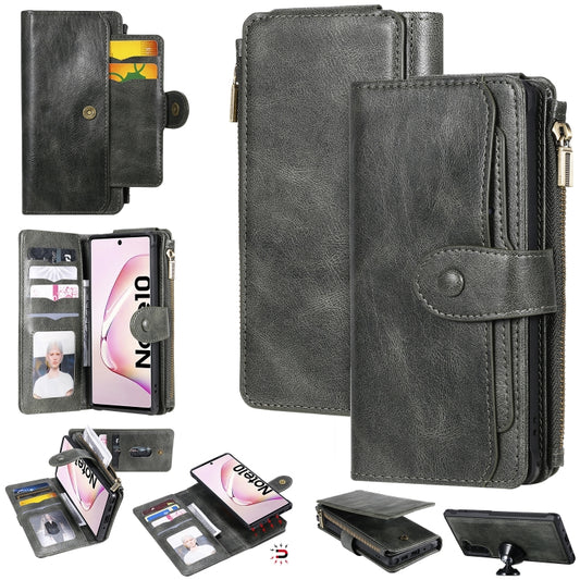 For Galaxy Note 10 Multifunctional Retro Detachable Magnetic Horizontal Flip Leather Case with Card Slots & Holder & Wallet & Photo Frame(Dark Green) - Galaxy Phone Cases by buy2fix | Online Shopping UK | buy2fix