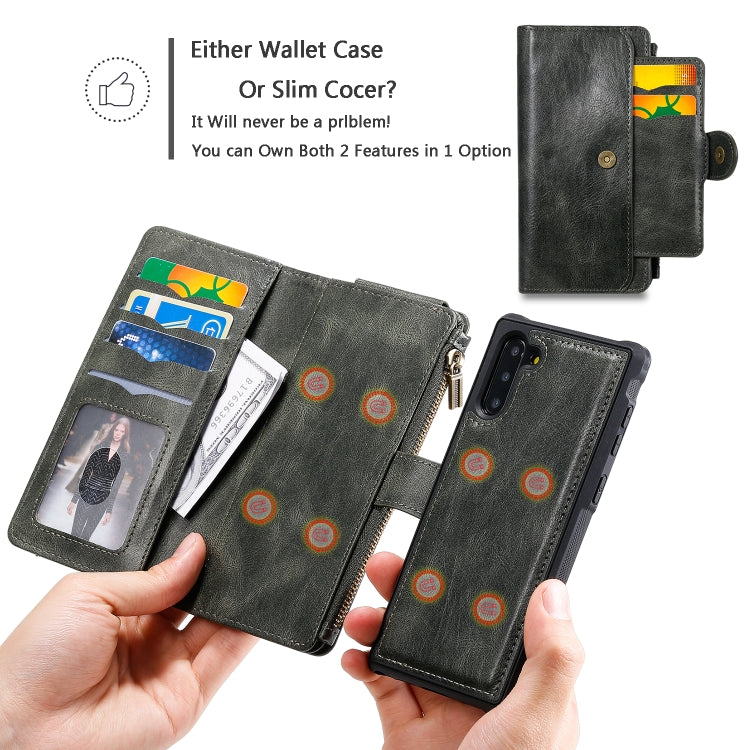 For Galaxy Note 10 Multifunctional Retro Detachable Magnetic Horizontal Flip Leather Case with Card Slots & Holder & Wallet & Photo Frame(Dark Green) - Galaxy Phone Cases by buy2fix | Online Shopping UK | buy2fix