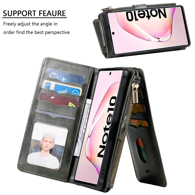 For Galaxy Note 10 Multifunctional Retro Detachable Magnetic Horizontal Flip Leather Case with Card Slots & Holder & Wallet & Photo Frame(Dark Green) - Galaxy Phone Cases by buy2fix | Online Shopping UK | buy2fix