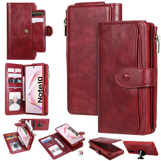 For Galaxy Note 10 Multifunctional Retro Detachable Magnetic Horizontal Flip Leather Case with Card Slots & Holder & Wallet & Photo Frame(Red) - Galaxy Phone Cases by buy2fix | Online Shopping UK | buy2fix