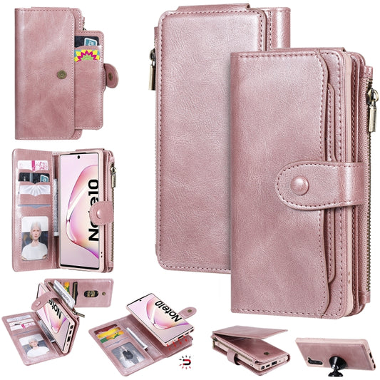 For Galaxy Note 10 Multifunctional Retro Detachable Magnetic Horizontal Flip Leather Case with Card Slots & Holder & Wallet & Photo Frame(Rose Gold) - Galaxy Phone Cases by buy2fix | Online Shopping UK | buy2fix
