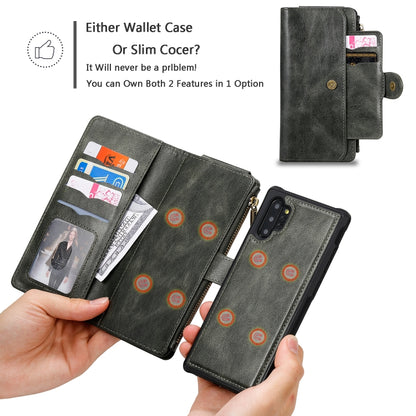 For Galaxy Note 10+ Multifunctional Retro Detachable Magnetic Horizontal Flip Leather Case with Card Slots & Holder & Wallet & Photo Frame(Dark Green) - Galaxy Phone Cases by buy2fix | Online Shopping UK | buy2fix