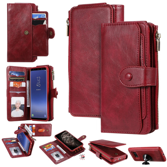 For Galaxy S8 Multifunctional Retro Detachable Magnetic Horizontal Flip Leather Case with Card Slots & Holder & Wallet & Photo Frame(Red) - Galaxy Phone Cases by buy2fix | Online Shopping UK | buy2fix