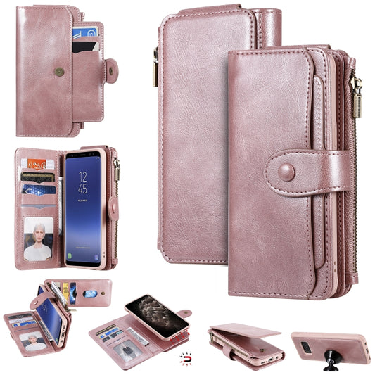 For Galaxy S8 Multifunctional Retro Detachable Magnetic Horizontal Flip Leather Case with Card Slots & Holder & Wallet & Photo Frame(Rose Gold) - Galaxy Phone Cases by buy2fix | Online Shopping UK | buy2fix