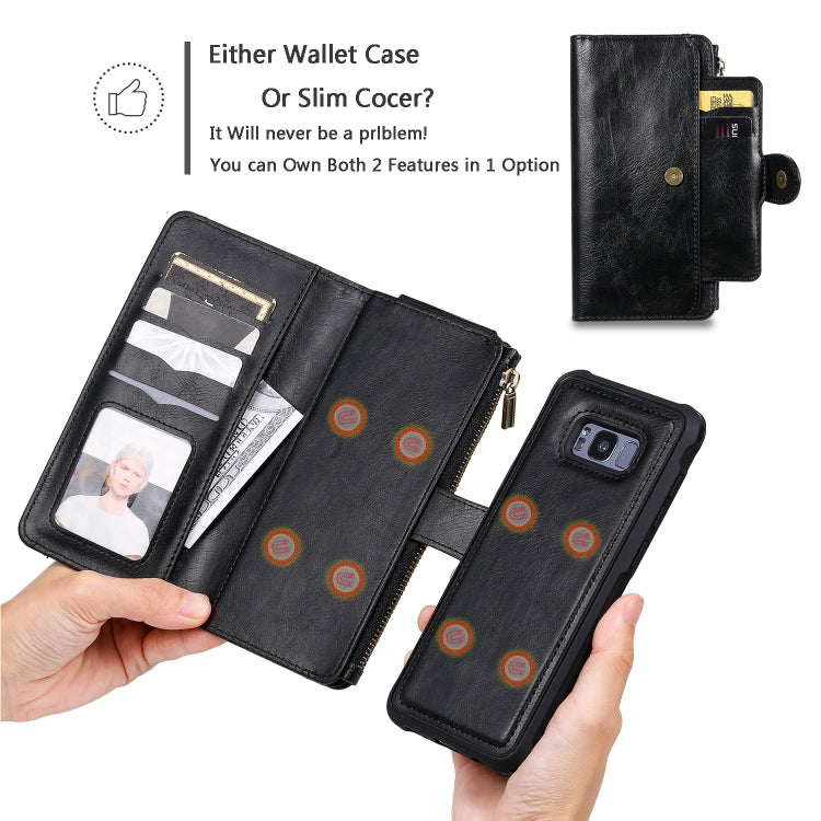 For Galaxy S8+ Multifunctional Retro Detachable Magnetic Horizontal Flip Leather Case with Card Slots & Holder & Wallet & Photo Frame(Black) - Galaxy Phone Cases by buy2fix | Online Shopping UK | buy2fix