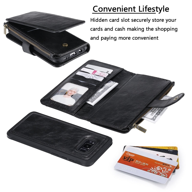 For Galaxy S8+ Multifunctional Retro Detachable Magnetic Horizontal Flip Leather Case with Card Slots & Holder & Wallet & Photo Frame(Black) - Galaxy Phone Cases by buy2fix | Online Shopping UK | buy2fix