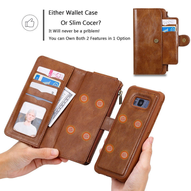 For Galaxy S8+ Multifunctional Retro Detachable Magnetic Horizontal Flip Leather Case with Card Slots & Holder & Wallet & Photo Frame(Brown) - Galaxy Phone Cases by buy2fix | Online Shopping UK | buy2fix