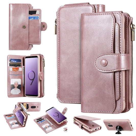 For Galaxy S9 Multifunctional Retro Detachable Magnetic Horizontal Flip Leather Case with Card Slots & Holder & Wallet & Photo Frame(Rose Gold) - Galaxy Phone Cases by buy2fix | Online Shopping UK | buy2fix