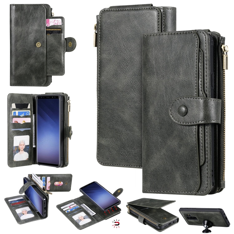 For Galaxy S9+ Multifunctional Retro Detachable Magnetic Horizontal Flip Leather Case with Card Slots & Holder & Wallet & Photo Frame(Dark Green) - Galaxy Phone Cases by buy2fix | Online Shopping UK | buy2fix