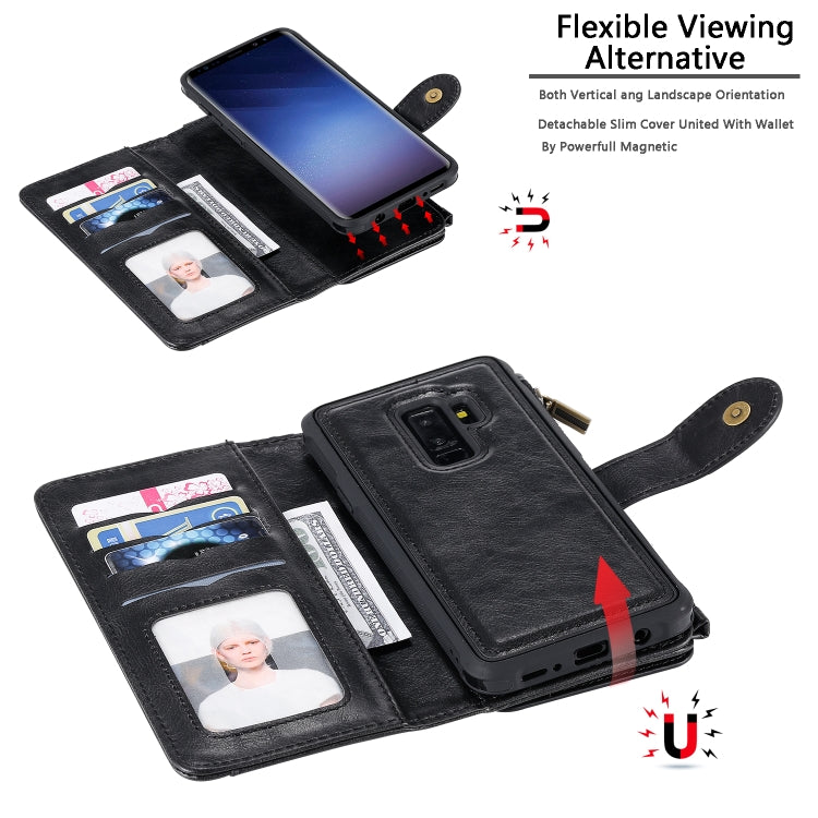 For Galaxy S9+ Multifunctional Retro Detachable Magnetic Horizontal Flip Leather Case with Card Slots & Holder & Wallet & Photo Frame(Black) - Galaxy Phone Cases by buy2fix | Online Shopping UK | buy2fix