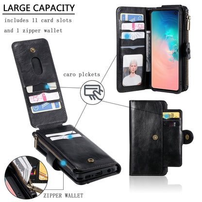 For Galaxy S10 Multifunctional Retro Detachable Magnetic Horizontal Flip Leather Case with Card Slots & Holder & Wallet & Photo Frame(Black) - Galaxy Phone Cases by buy2fix | Online Shopping UK | buy2fix