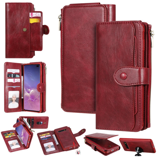 For Galaxy S10+ Multifunctional Retro Detachable Magnetic Horizontal Flip Leather Case with Card Slots & Holder & Wallet & Photo Frame(Red) - Galaxy Phone Cases by buy2fix | Online Shopping UK | buy2fix