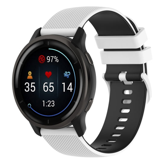 For Suunto 5 Peak Small Plaid Texture Two-color Silicone Watch Band(White Black)