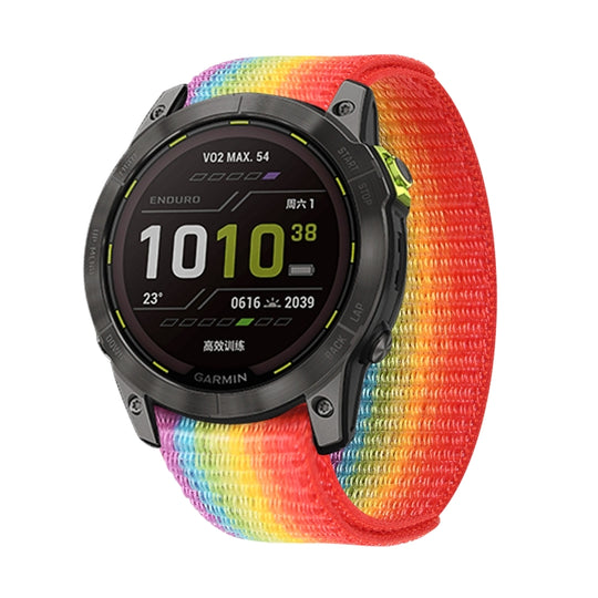 For Garmin Fenix 7X Hook And Loop Fastener Nylon Watch Band(Colorful)