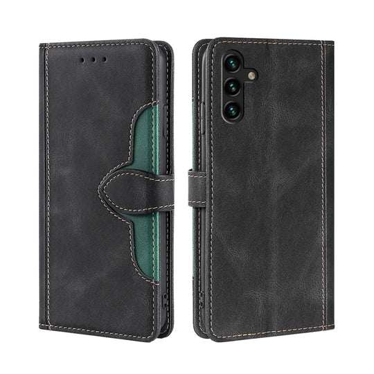 For Samsung Galaxy A04s Skin Feel Magnetic Buckle Leather Phone Case(Black)